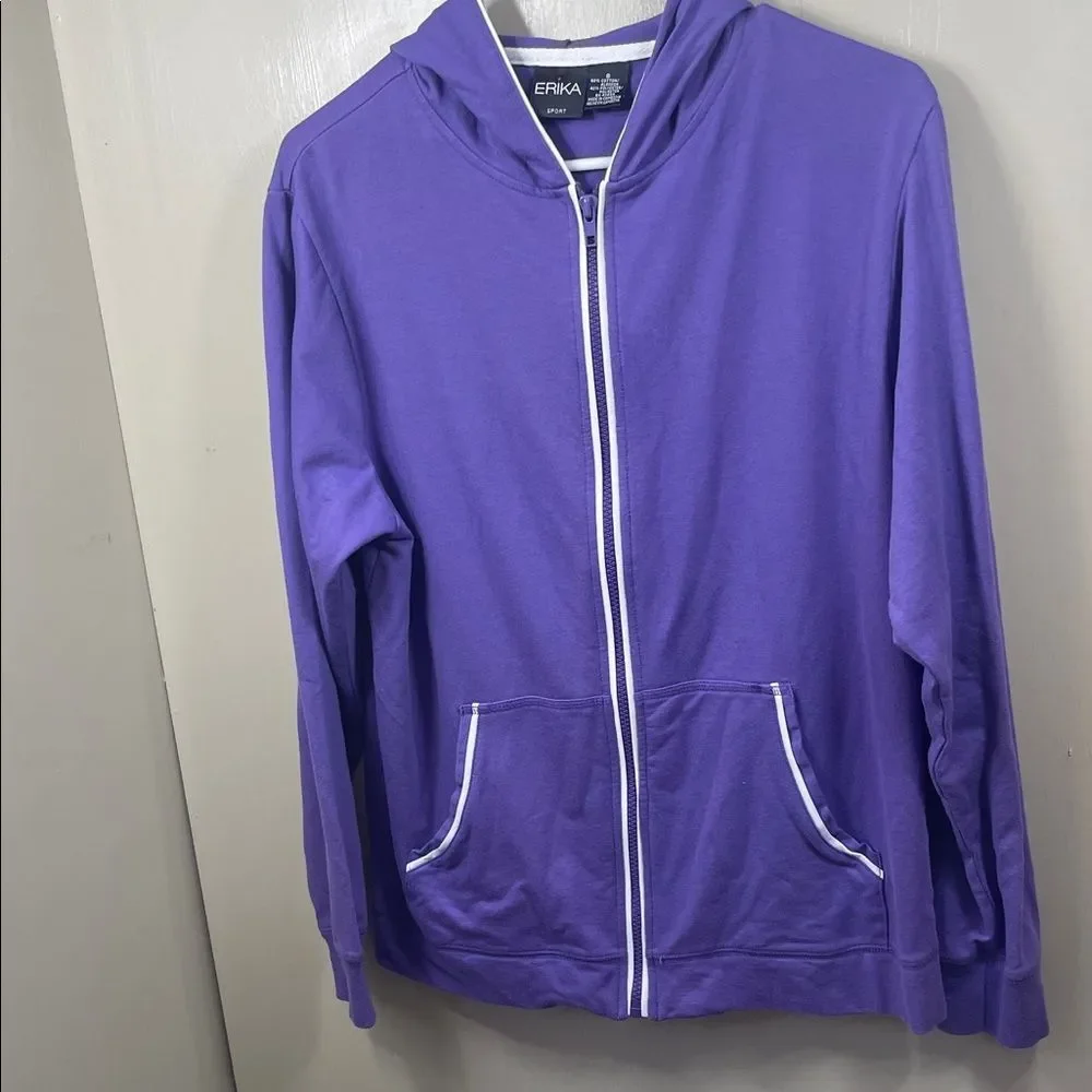 Erika Violet Zip Hoodie with White Trim